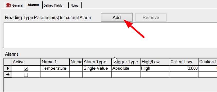 alarm reading type parameter for current alarm